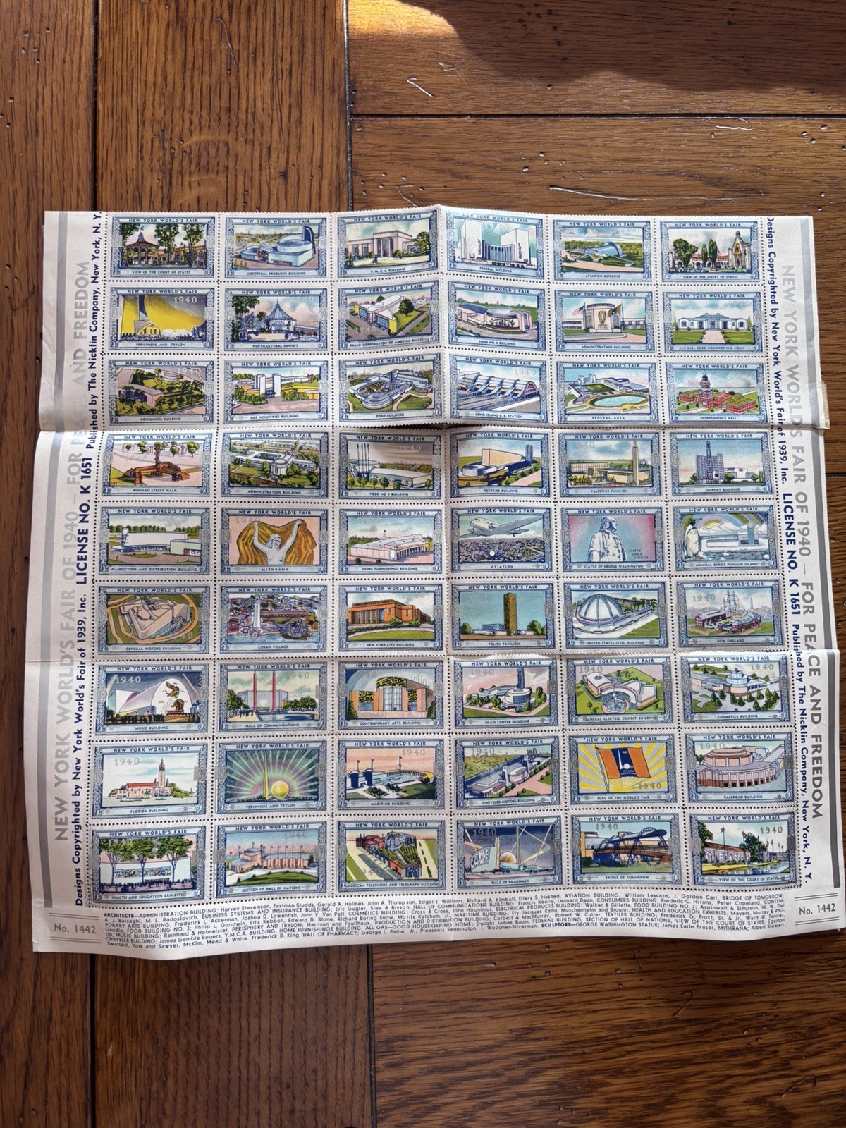 Vtg 1939/40 New York WORLD’S FAIR Licensed Poster Stamps - 54 in Envelope