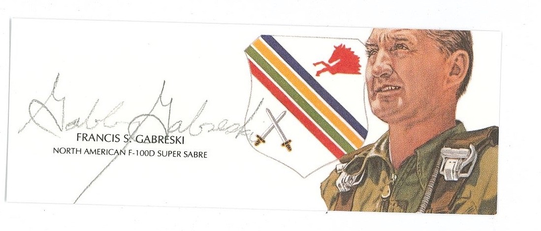 Francis Gabby Gabreski Signed Cut Signature GOE Lithograph 1995 (d) WWII Ace
