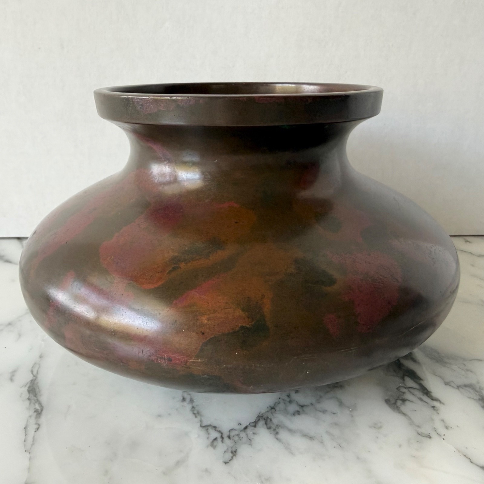Vtg signed JAPANESE Murashido BRONZE VESSEL Usubata Ikebana VASE pot Hu Wenming
