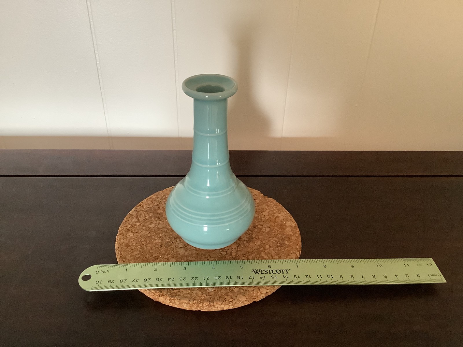 Vintage Chinese Celadon Glazed Porcelain Vase – Long Neck, Flared Rim