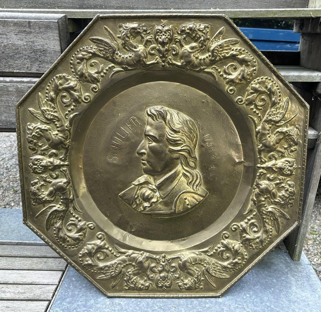 Antique Victorian Stamped Brass Repousse 23.25