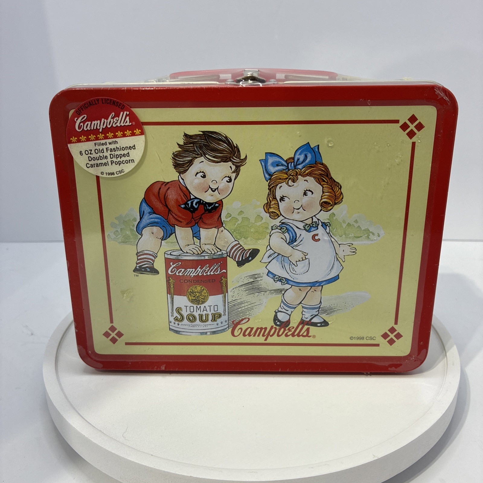 VTG. 1998 CAMPBELL\'S SOUP KIDS TOMATO SOUP METAL LUNCH BOX sealed read