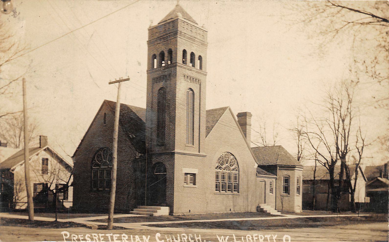 H97/ West Liberty Ohio RPPC Postcard c1910 Presbyterian Church 213