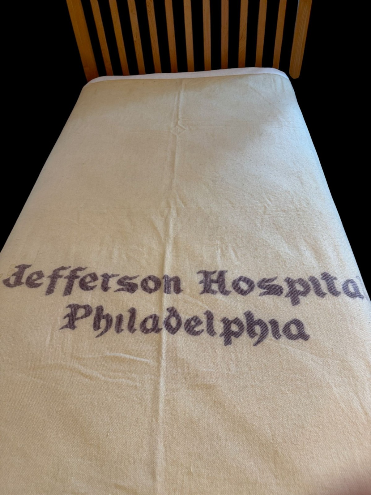 Vintage Jefferson Hospital Philadelphia Wool Blanket 66 x 70 Edna Haffey