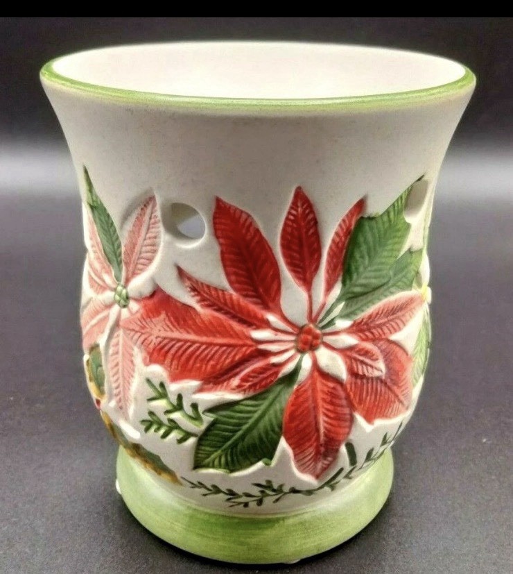 Yankee Candle Christmas Wax Tart Warmer Poinsettia Holly Pines 