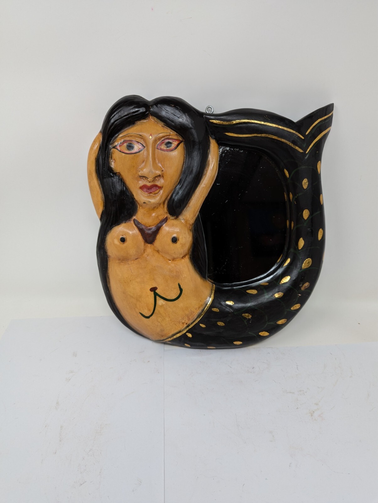 Indonesian / Balinese Handcrafted Wooden Small Mermaid Mirror