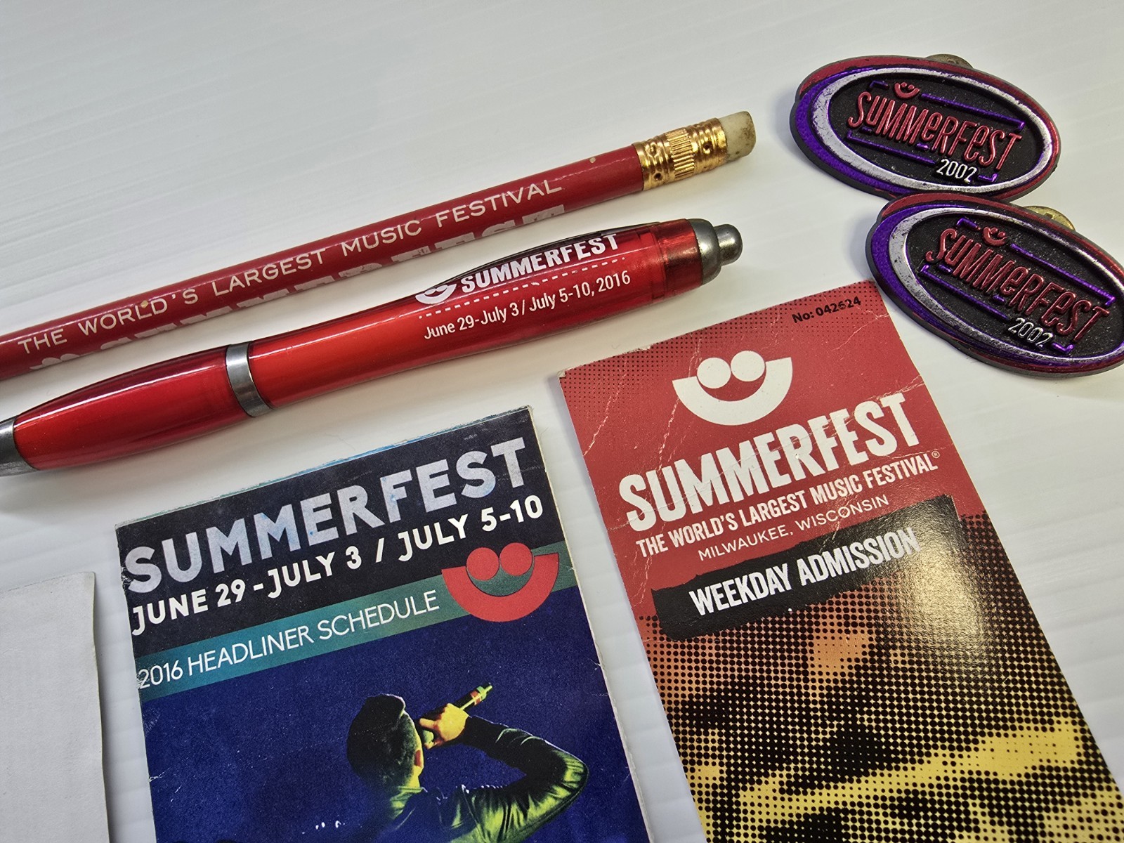 SUMMERFEST Milwaukee WI  WORLD'S LARGEST MUSIC FESTIVAL Pin Pencil Pen Schedule 
