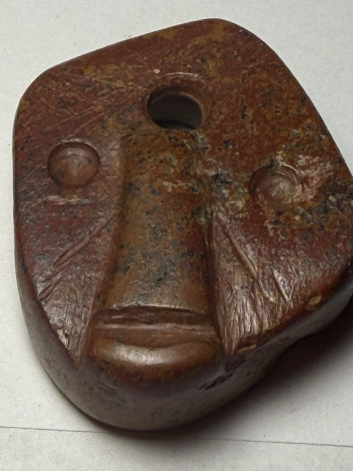 Native American Hard Stone Carved Effigy Maskette  Iroquois Seneca Co. NY