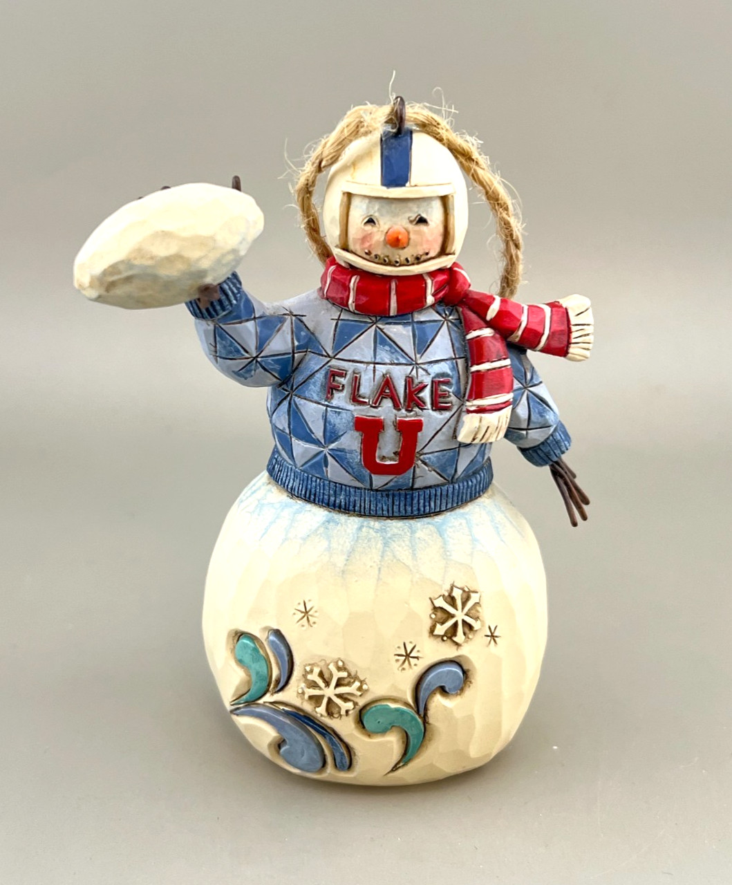 2010 Jim Shore Flake U Snowman Football Ornament Christmas Tree 4019067 Snow EUC