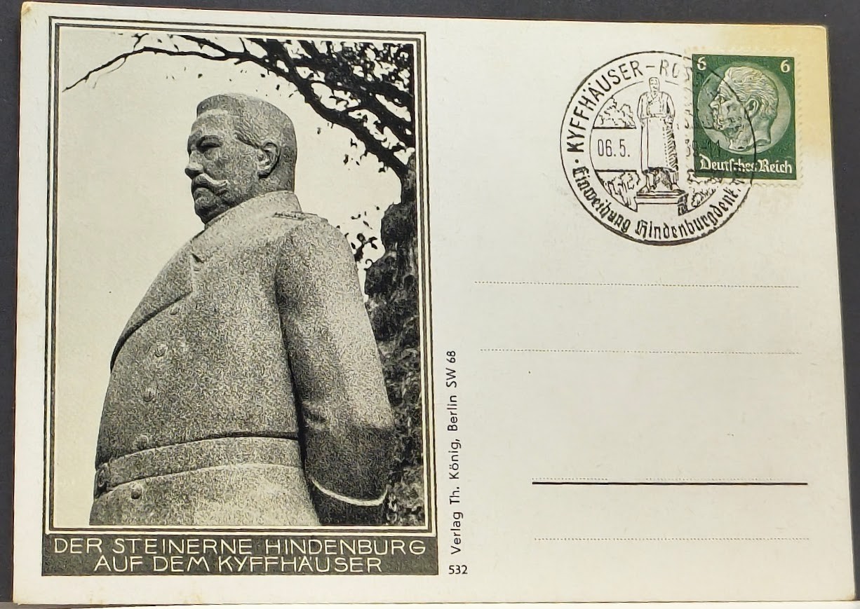 Stone Hindenburg Kyffhäuser, monumental statue of Paul von Hindenburg ~Postcard 