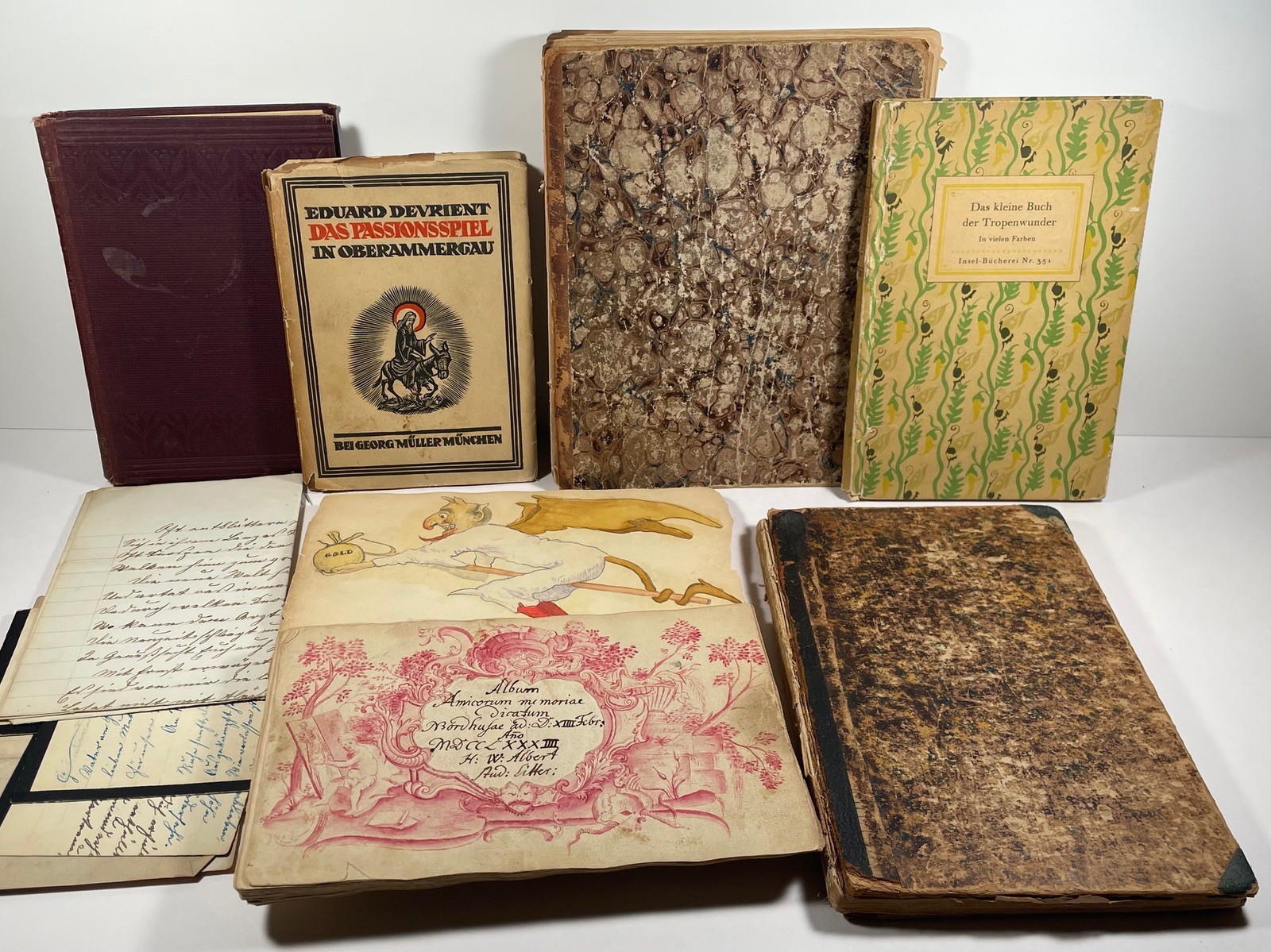 ANTIQUE GERMAN BOOKS 1878+ and PERSONAL WRITINGS 1780\'S TO 1840\'S DIARY