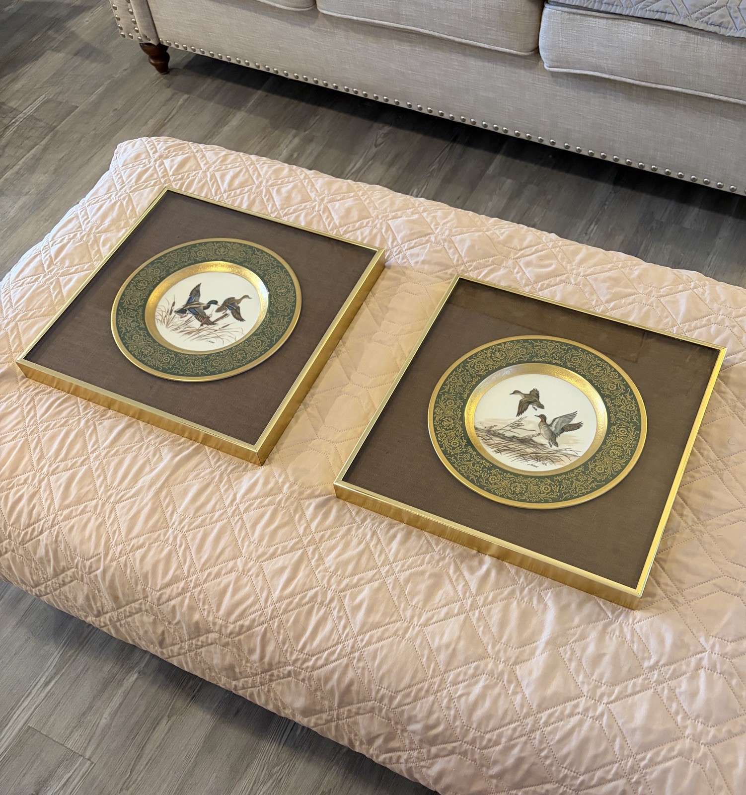 Pair of 1971 Pickard China James Lockhart Duck Plates - Framed & Wired to Hang