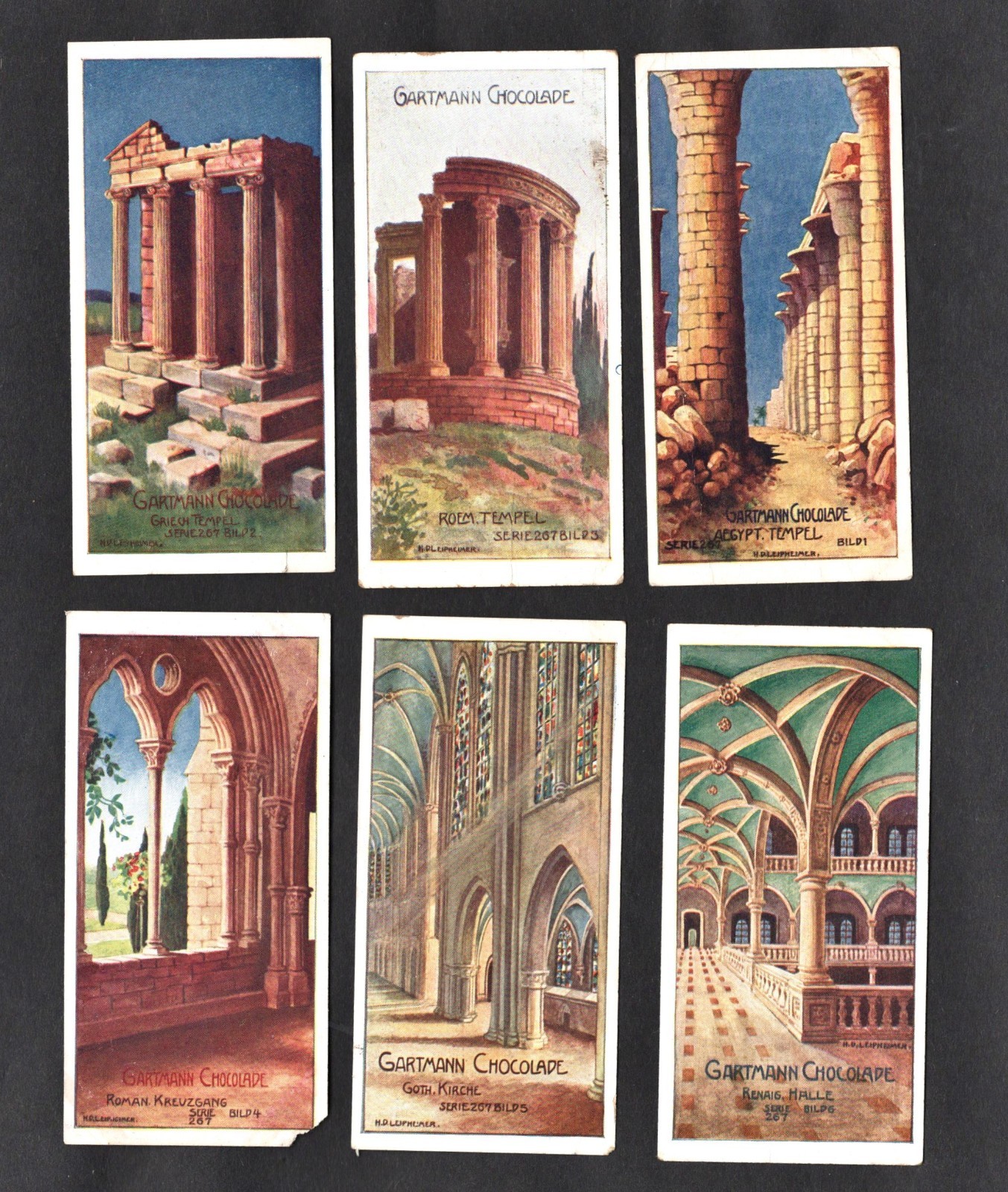 Architectural Styles Ser 267 Gartmann Card Set Early 1900s Egyptian Temples Goth