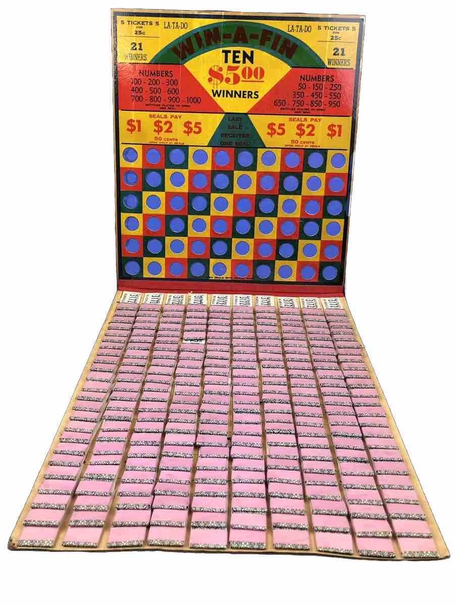 Win-A-Fin Rare Vintage Gambling Punchboard Unused Has Original Packaging