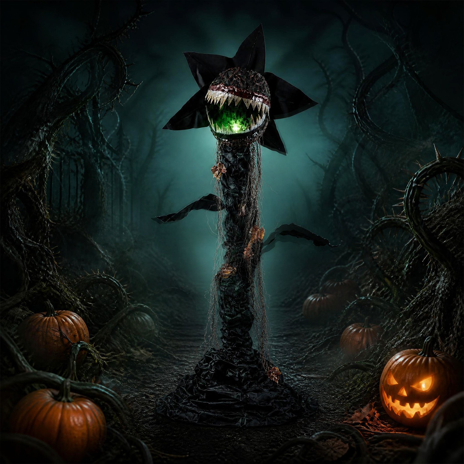 6.2 ft Animated Halloween Man-Eater Plant w/ Color-changing LEDs