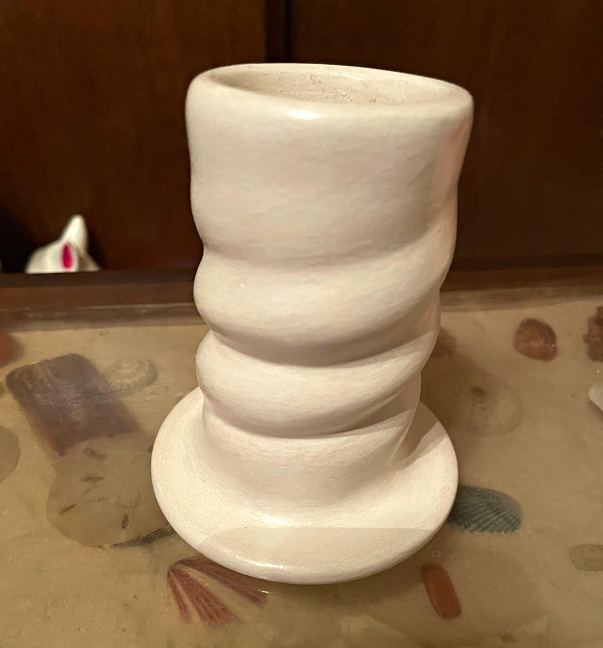 Andrew Padilla Laguna Pueblo Pottery - White Candlestick Holder - Signed