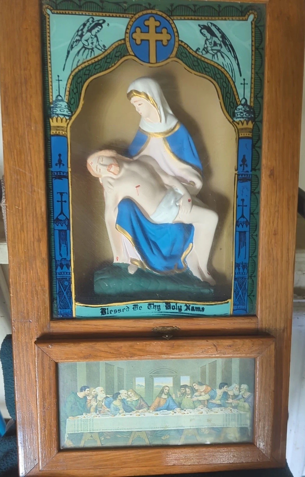 Antique  Sick Call Box Catholic Priest's Last Rites Oak Travel Box