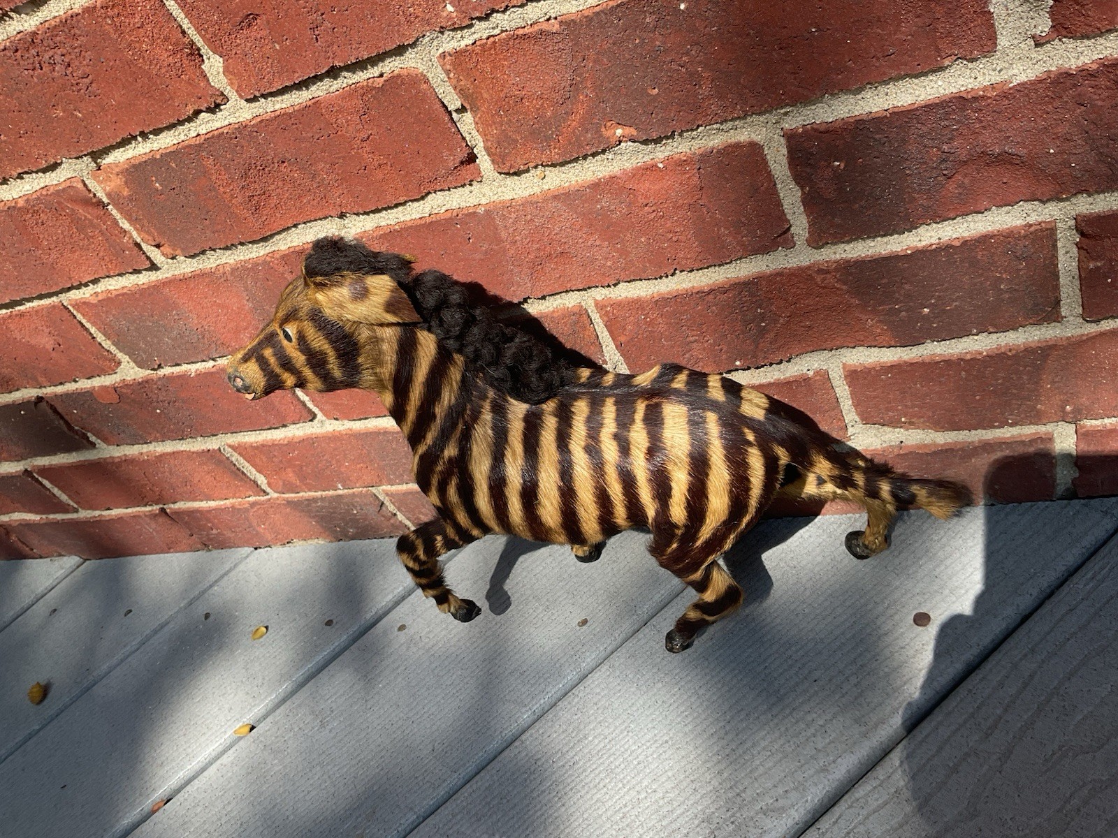 Vintage Rare Handmade Taxidermy ZEBRA Figurine Early 20th Century Real Fur