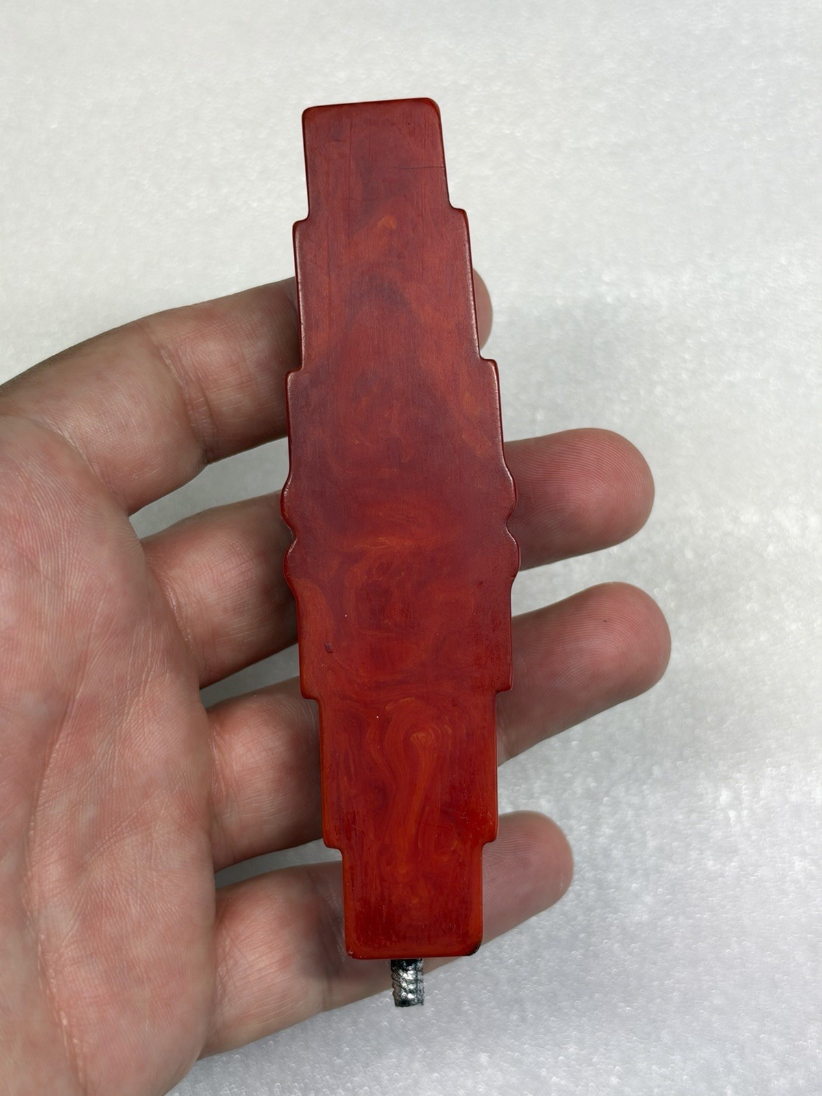 Bakelite Catalin Vintage Red Marbled Piece Rod  - 70 Grams