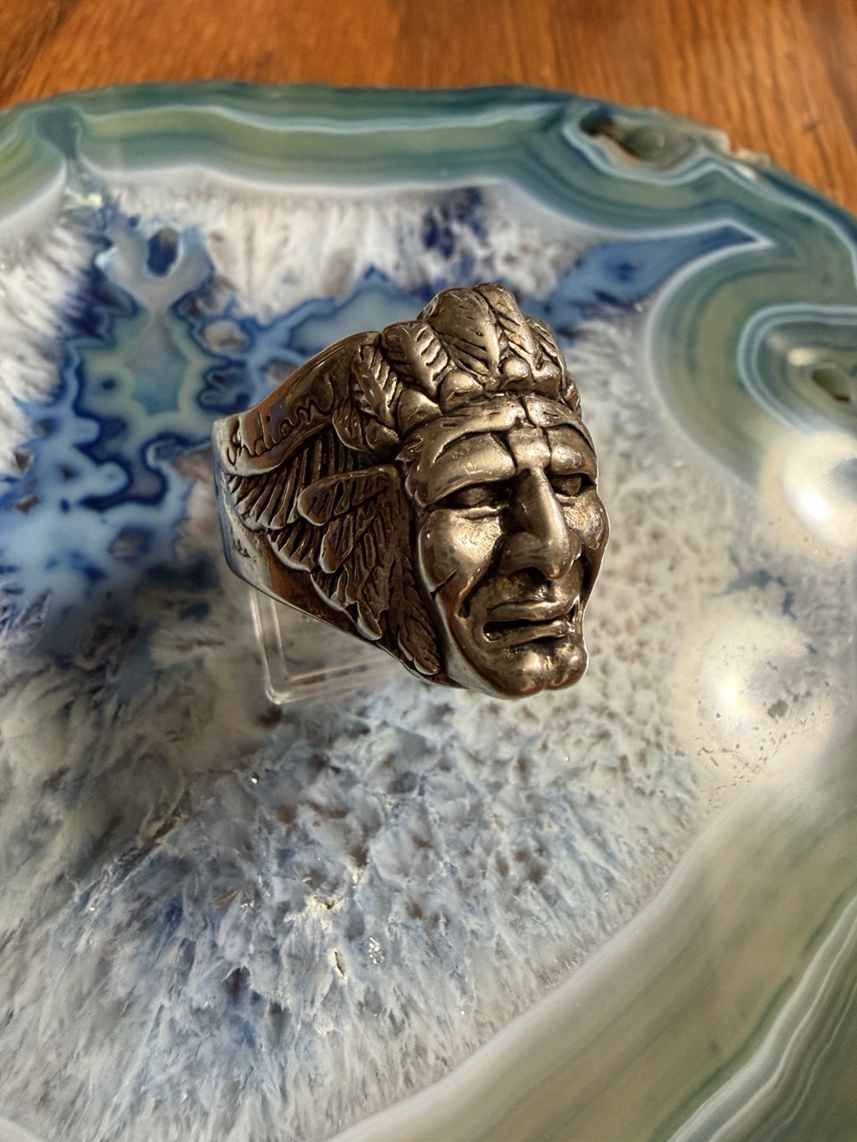 Indian Motorcycle Silver Indian Head Biker Ring size 13.5 - 24.74grams