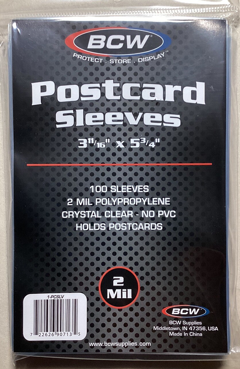 1 Pack of 100 BCW Standard Size Postcard Sleeves