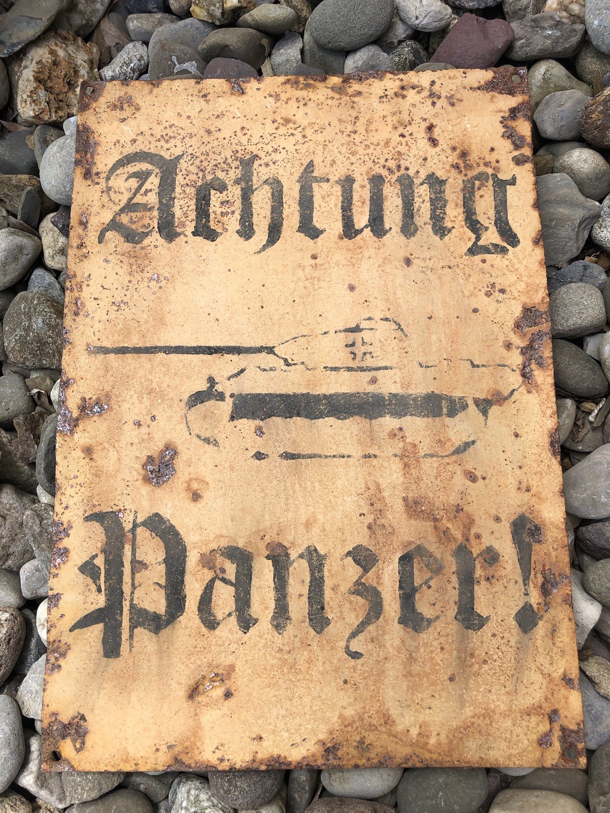WWII WW2 Achtung Panzer Sign Attention Tanks Authentic And Very Rusty German