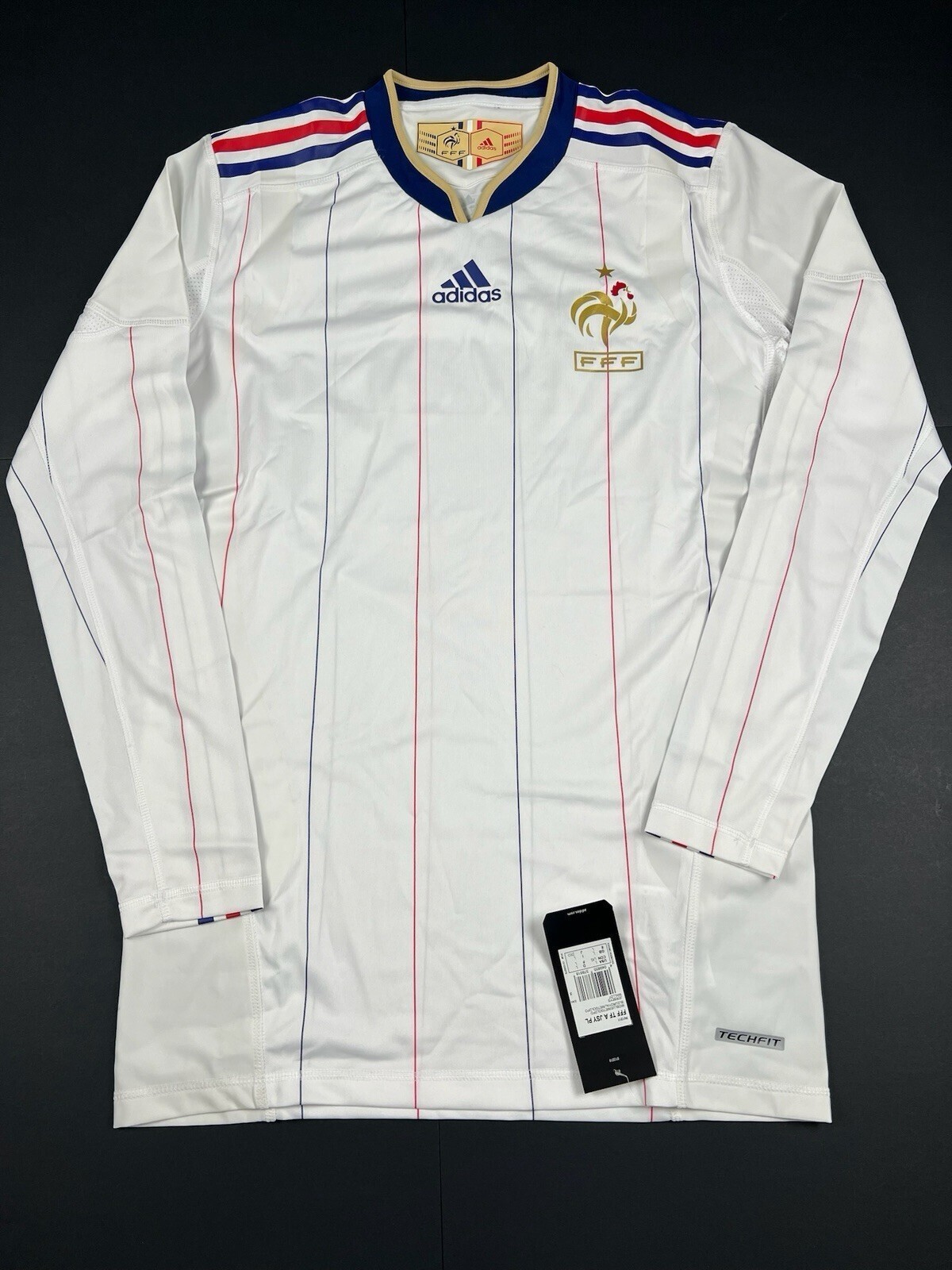 BNWT Original Adidas Tech Fit France 2009/2010 Long Sleeves Away Shirt Large Men