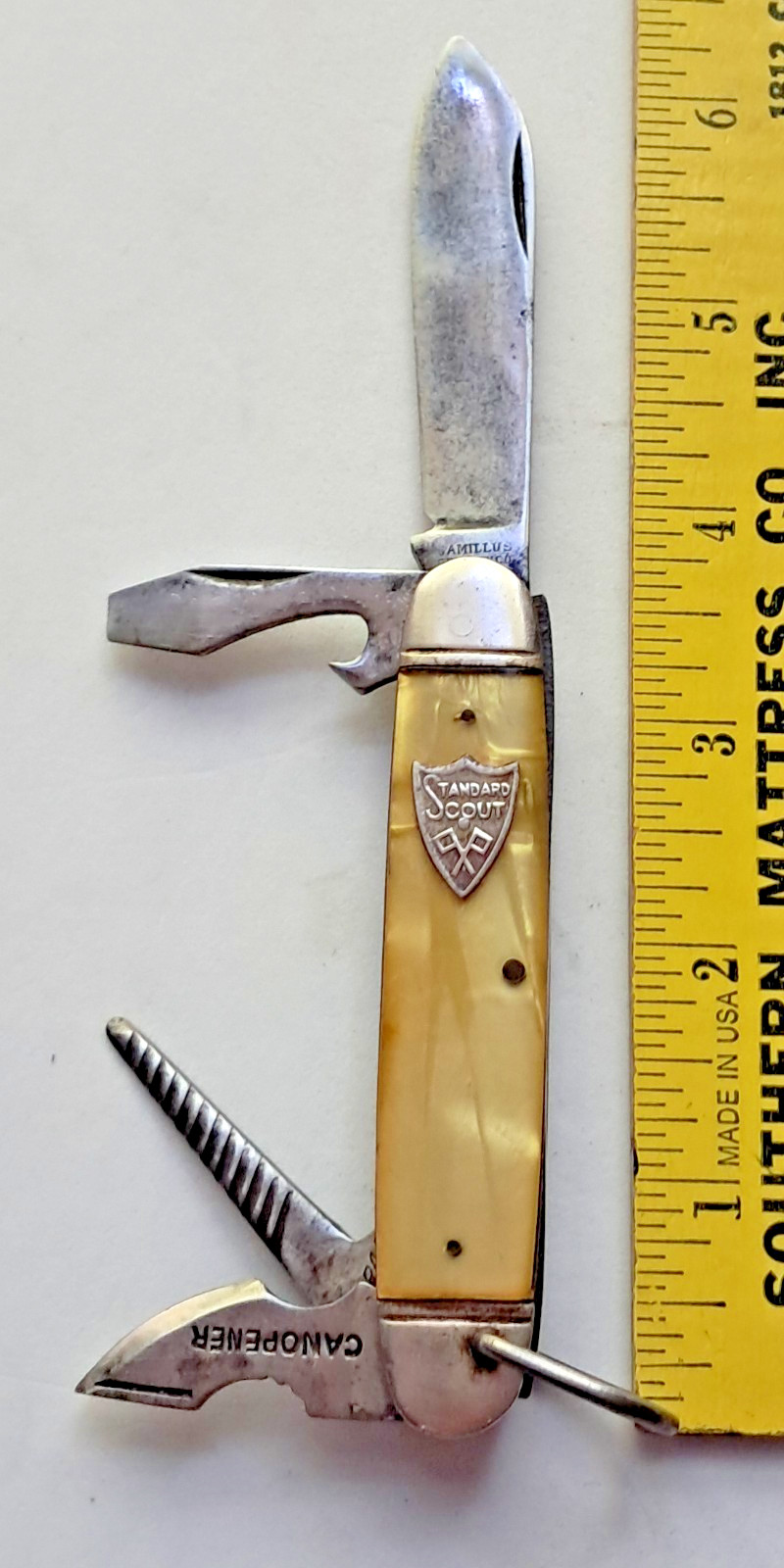 Camillus USA Standard Scout very rare Ivory Pearl celliuloid handles item# 278
