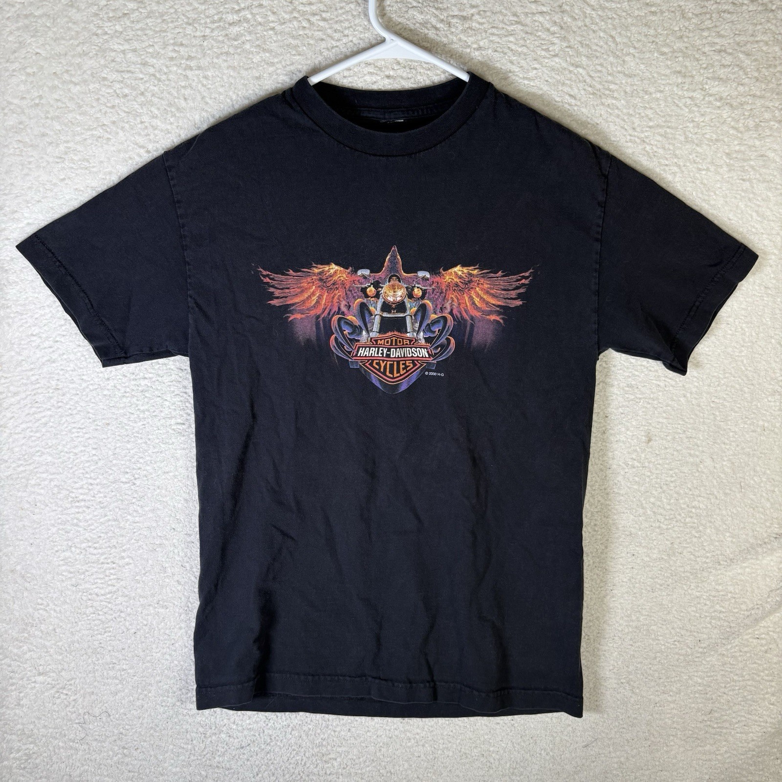 Vintage Harley Davidson Shirt Mens XS Black Eagle Graphic READ/PIT HOLES