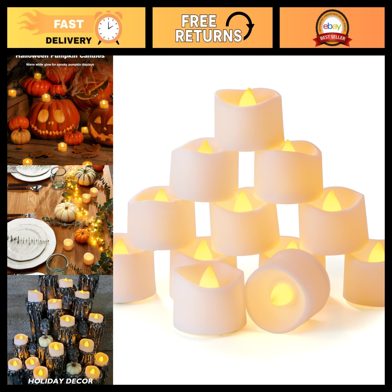 Homemory 24-Pack Battery Tea Lights with Timer Built in, Auto-On 6H Daily