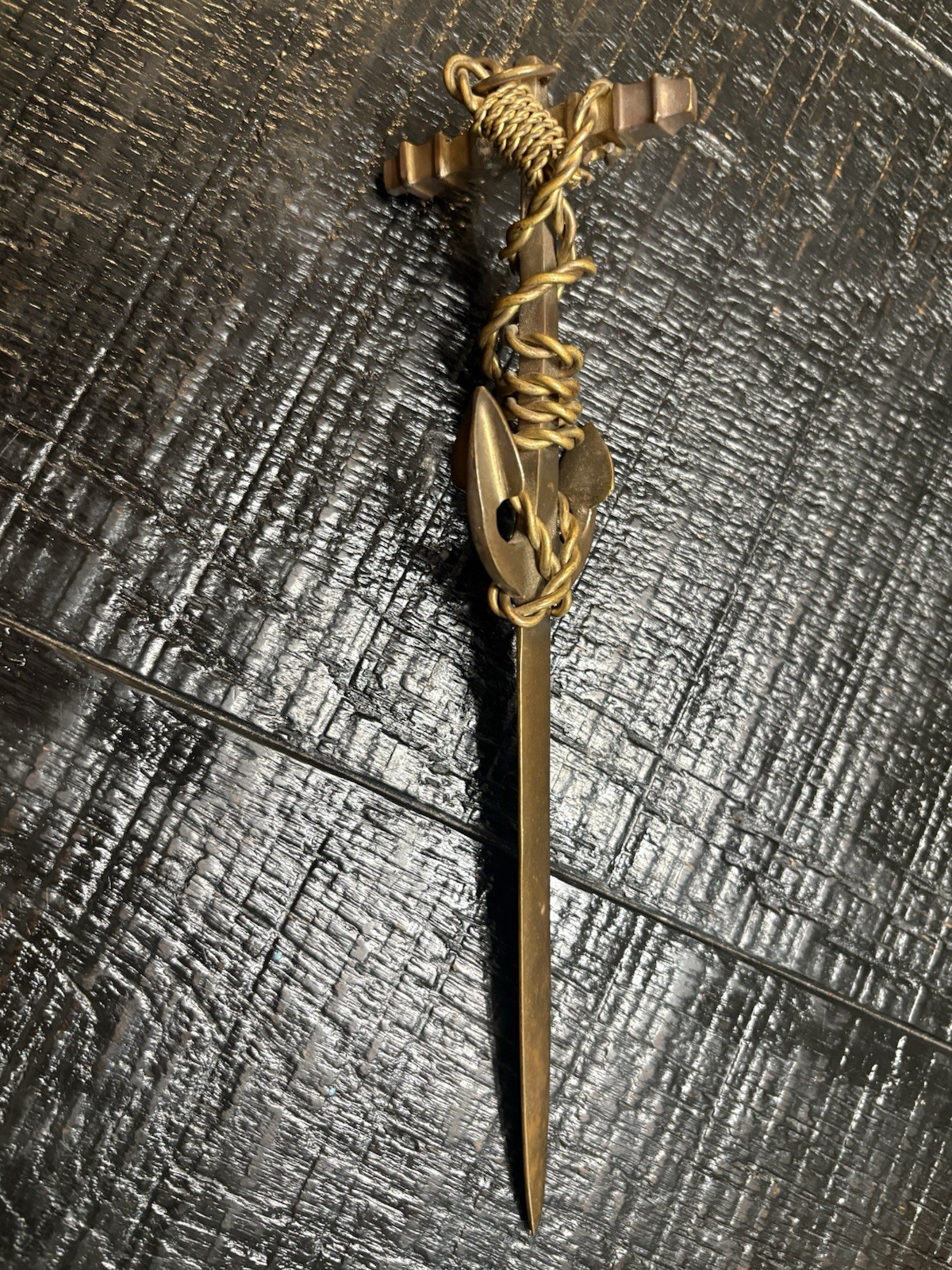 Vintage Solid Brass Letter Mail Opener With Boat Anchor Rope Metal ⭐️⚓️