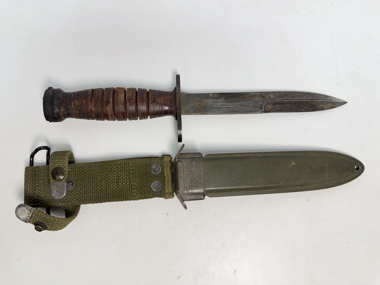 Rare Original WWII Utica US-M4 M1 Carbine Bayonet w/ US M8 Scabbard by BMCo
