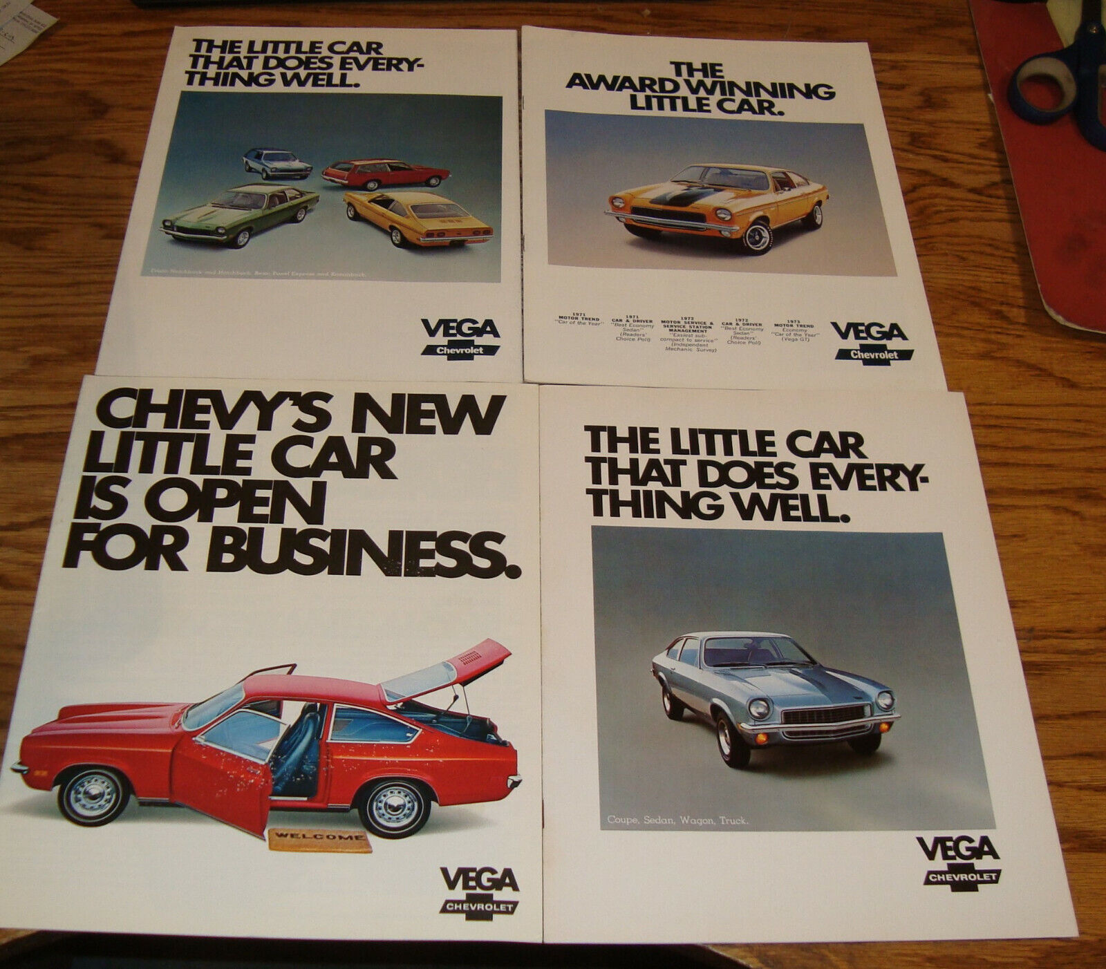 Original 1971 1972 1973 Chevrolet Vega Sales Brochure Lot of 4 71 72 73 Chevy