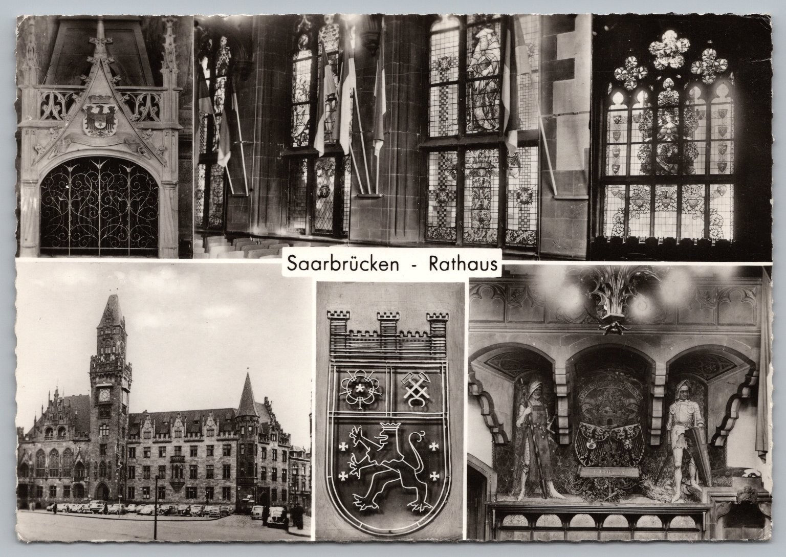 Saarbrücken Rathaus City Hall Germany Vintage RPPC Multi-View Postcard