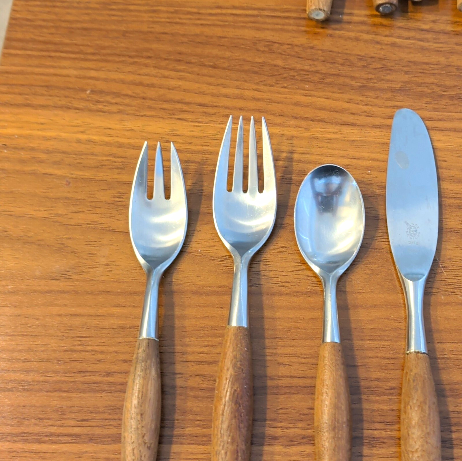 Vintage German WMF Geislingen Flatware Set – Wood Handles – 4 Pieces