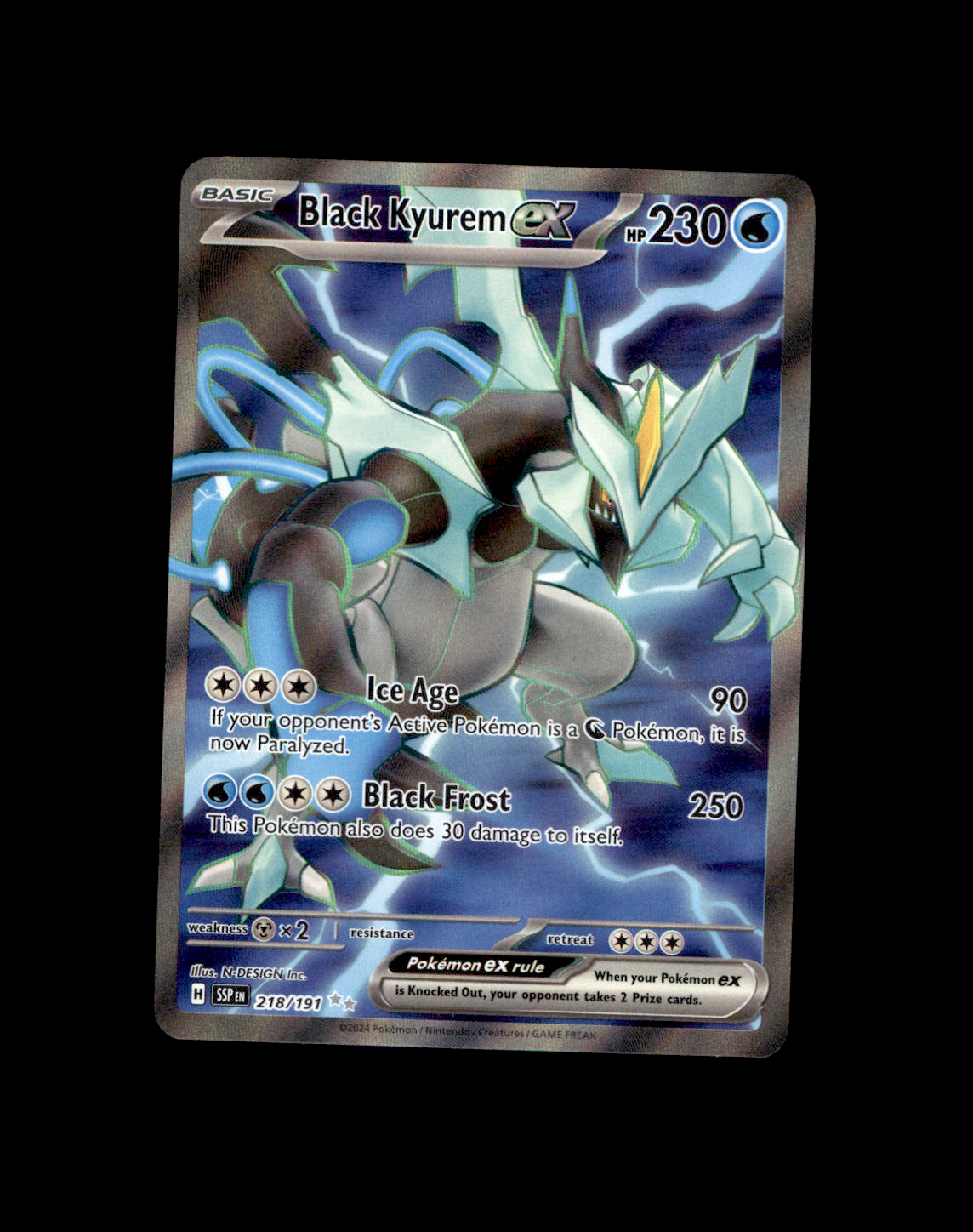 Black Kyurem ex 218/191 Ultra Rare Full Art Surging Sparks Pokemon TCG 2024 NM