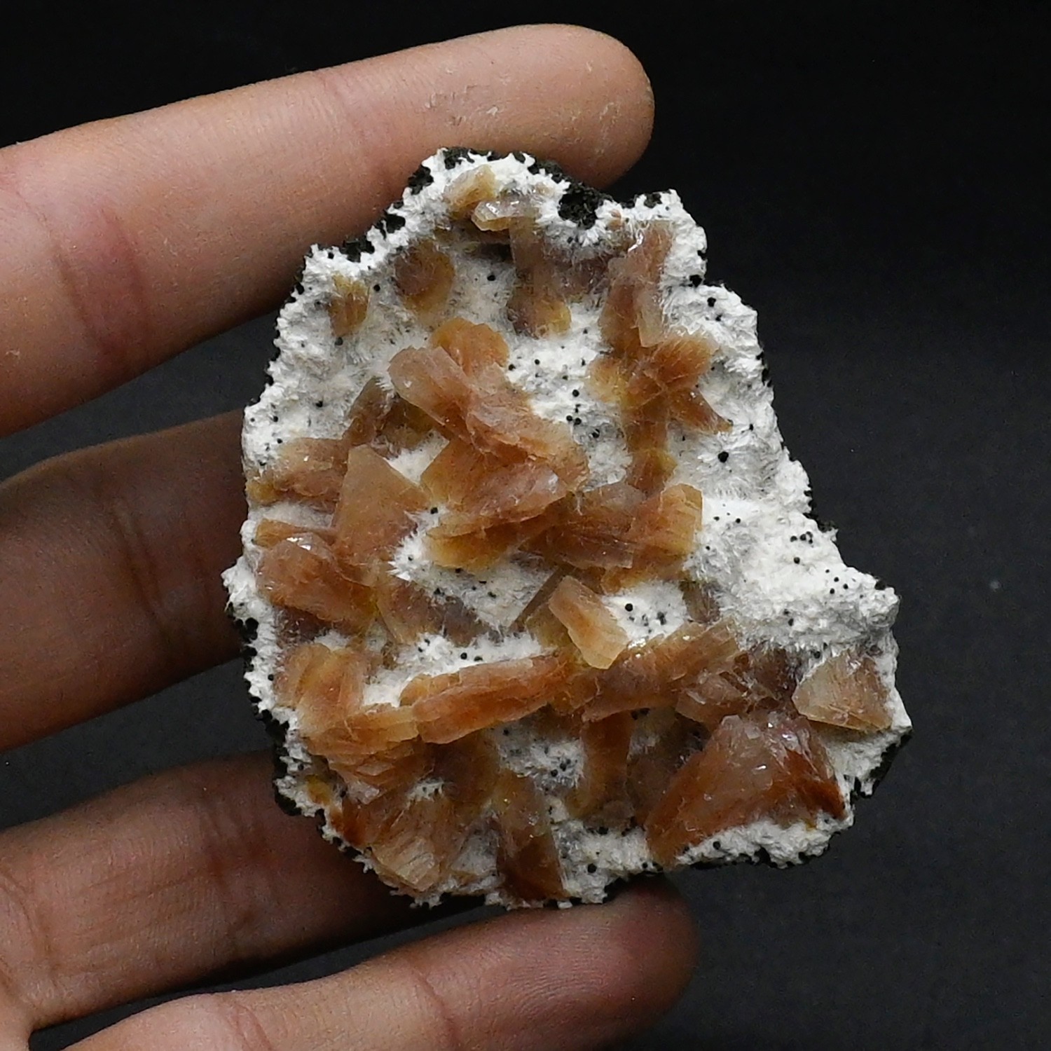 Orange Heulandite cluster on matrix (non precious natural stone) # 4313