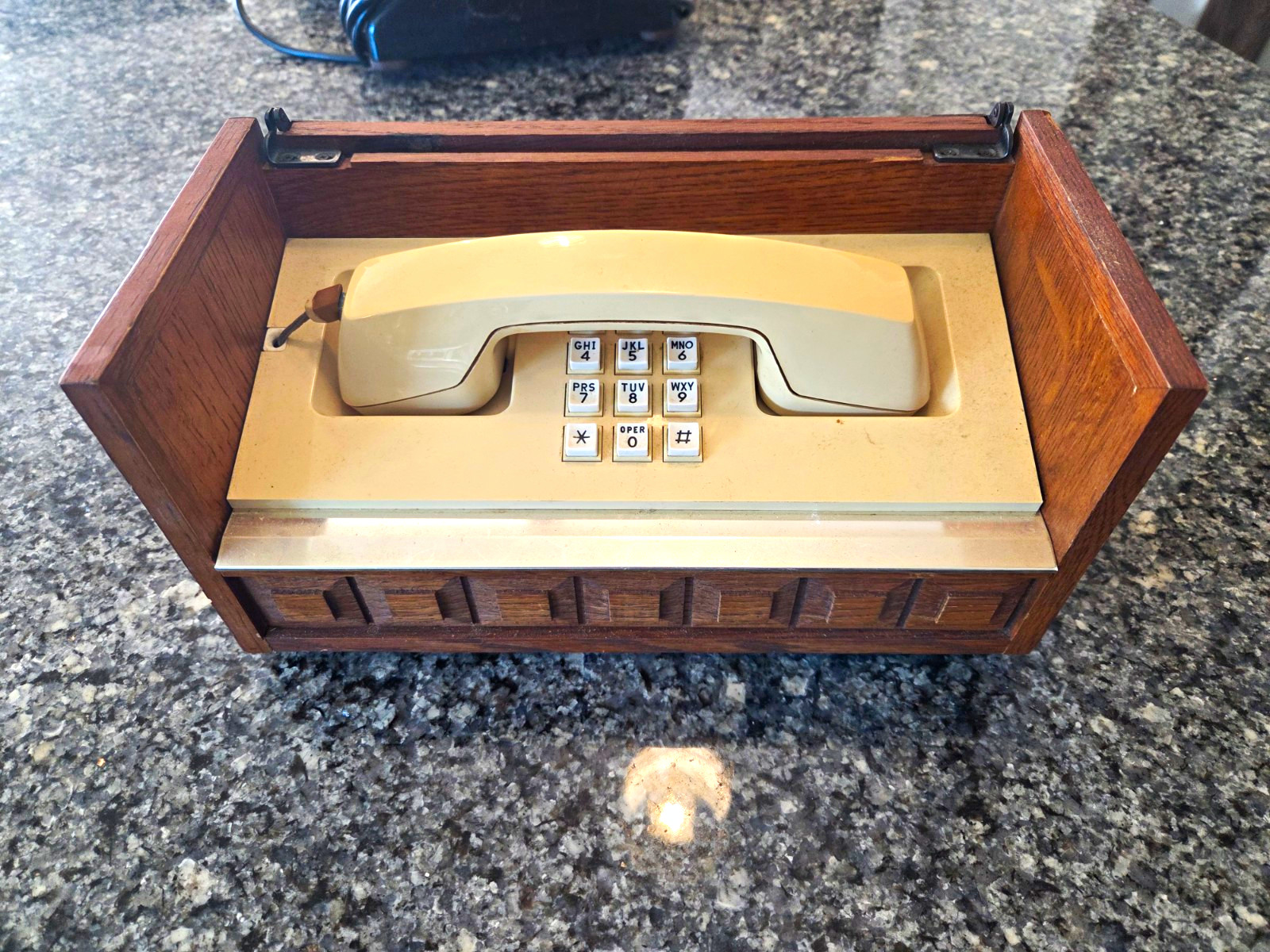 Vintage, mid-century modern Authentic desk cabinet phone.