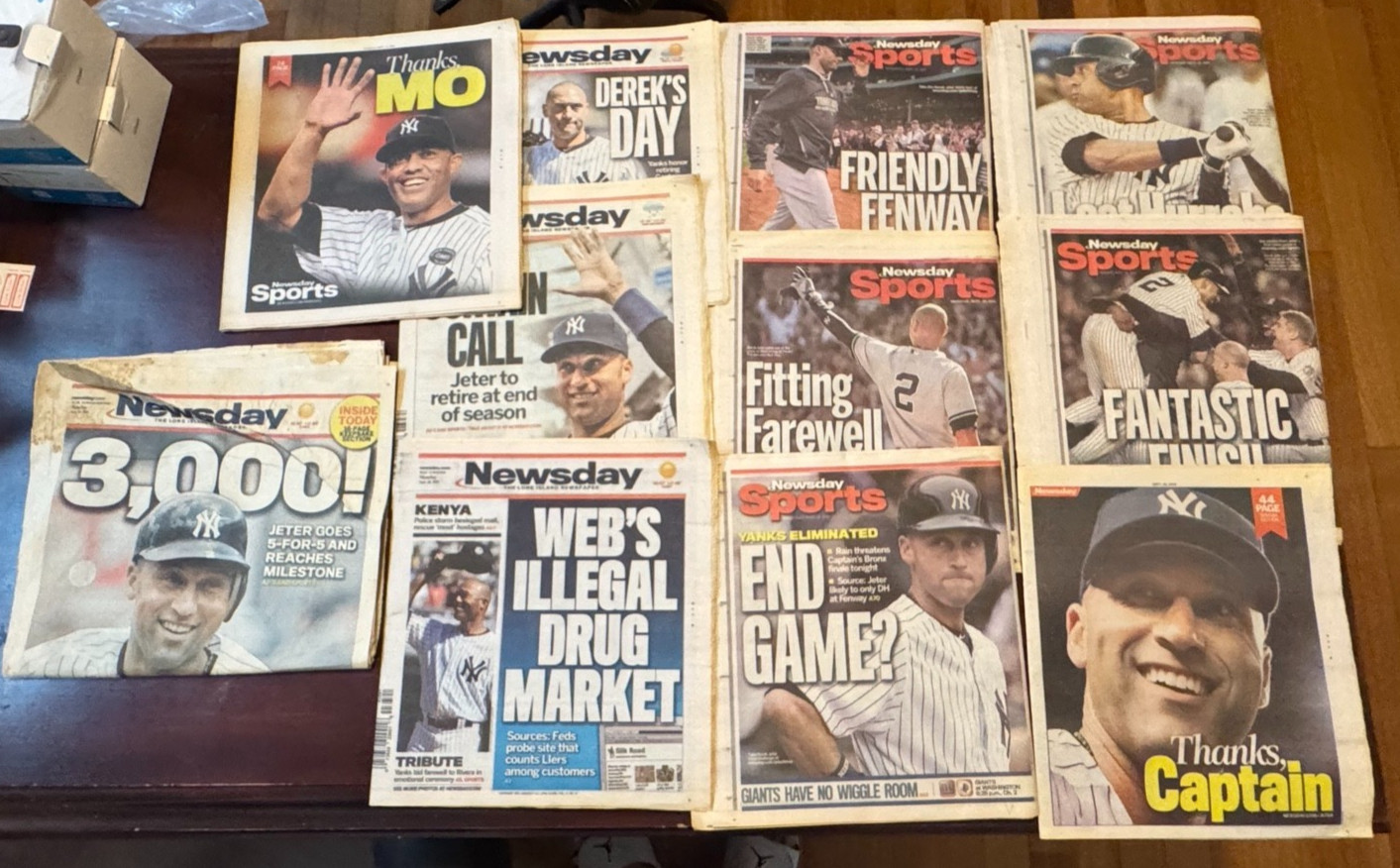 Derek Jeter Newsday Newspaper Lot Yankees 3000th Hit Farewell Final Game 2011-14