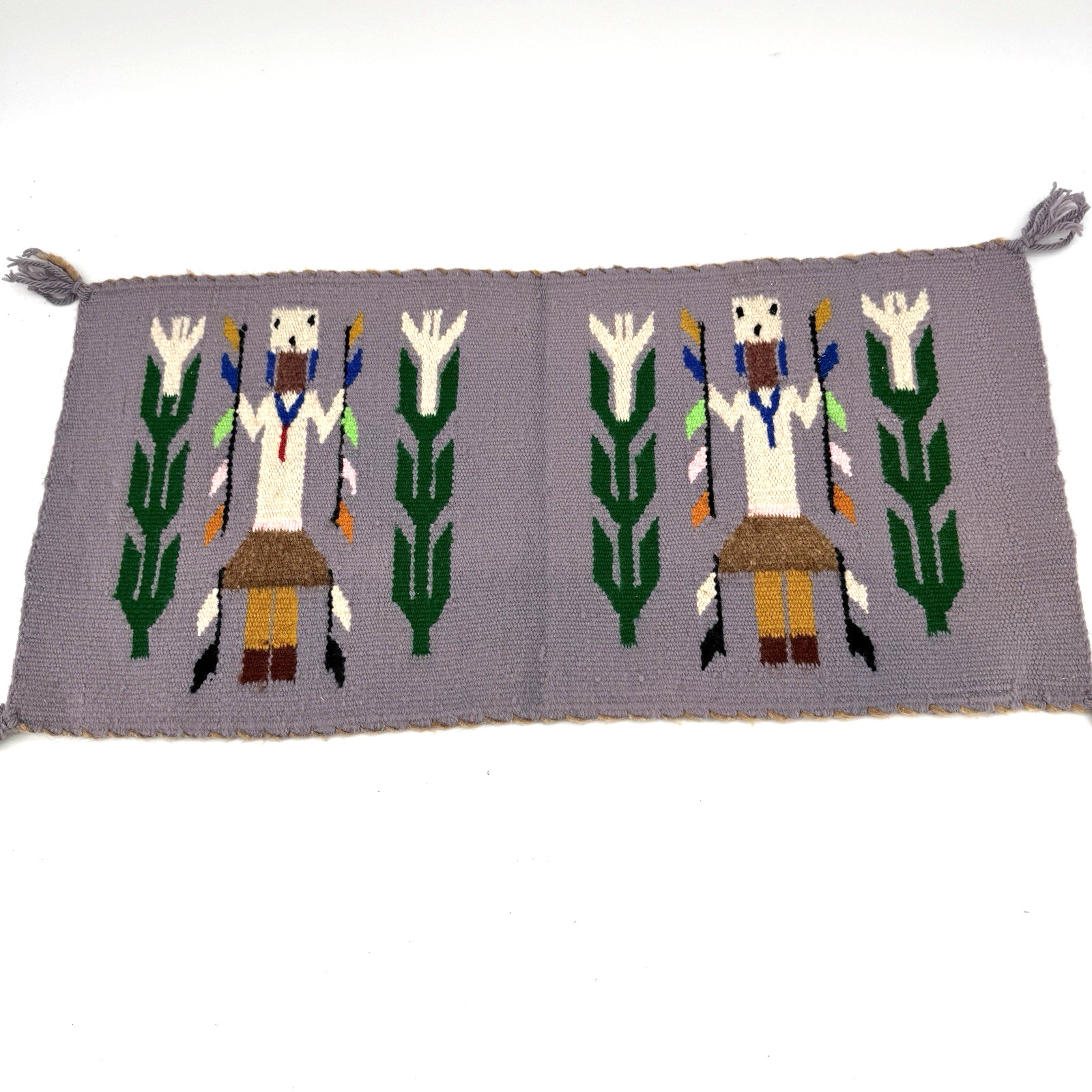 Vintage Handmade Navajo Yébîchai Ye Bi Chai Rug / Wall Hanging 22x10.5 Figures