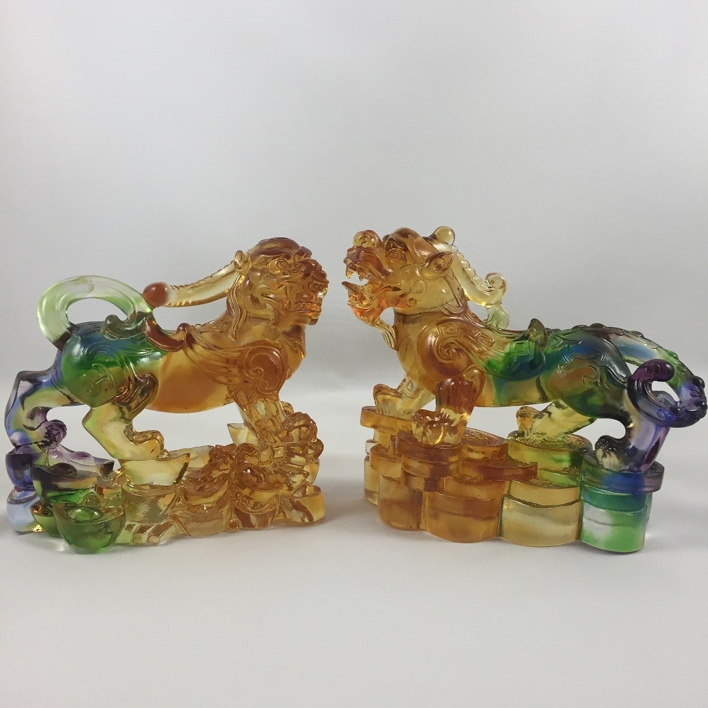 Liuli Crystal Glass Pixiu Pair 2pcs/set Ornament – Feng Shui Home Decor collecti
