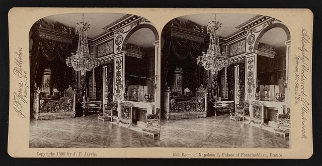Bed room of Napolean I, Palace of Fontainebleau, France  Old Photo
