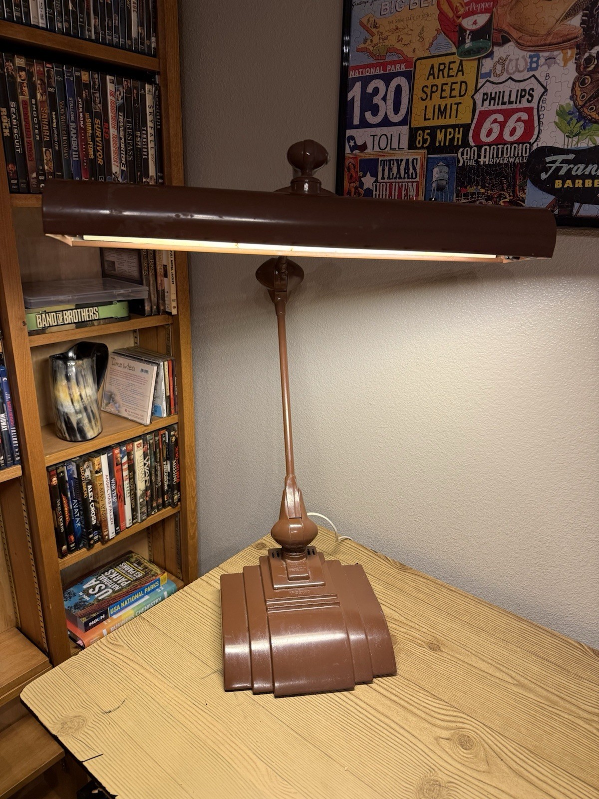 Vintage Brown Drafting Flexo Adjustable Drafting Lamp 1940's-1950's WORKS
