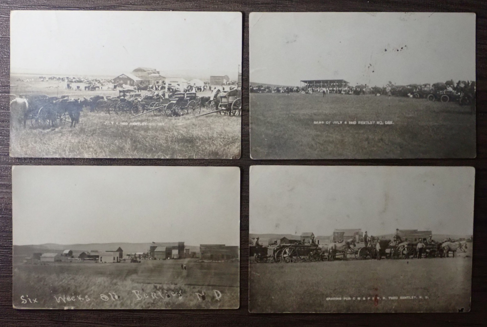 Six Week Old Bently North Dakota Real Picture Postcard 4th of July Ballgame Lot
