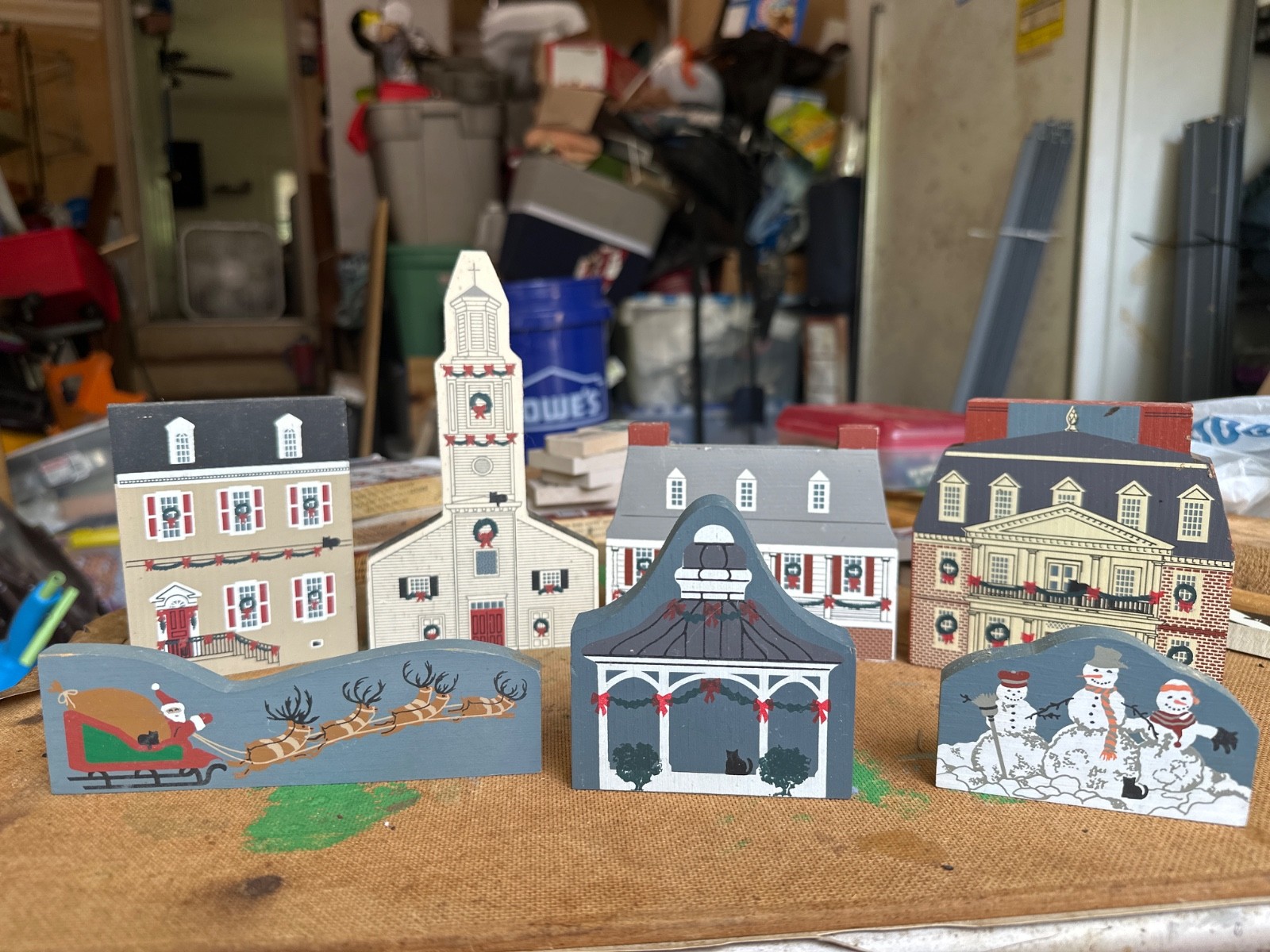 Cats Meow Village Colonial Virginia 1990 Christmas Series 4 pc Set Artist Signed