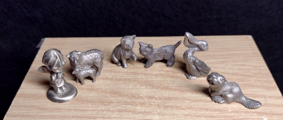 Lot of 6 Assorted Vintage Miniature Pewter Figurines