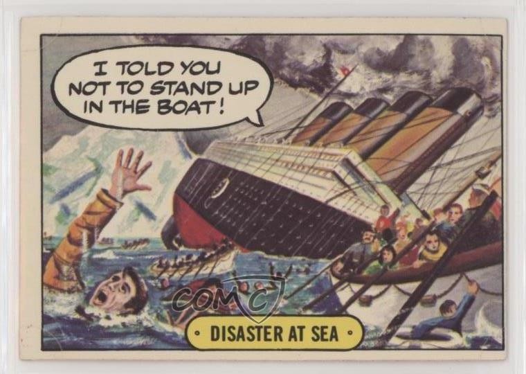 1976 Topps Hysterical History Stickers Disaster at sea #44 0s4