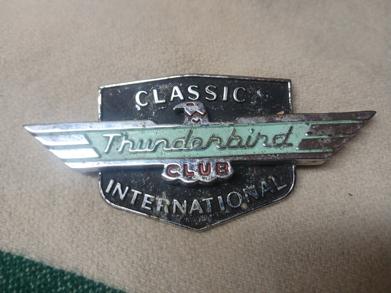 Ford Thunderbird collectors association club badge vintage chrome