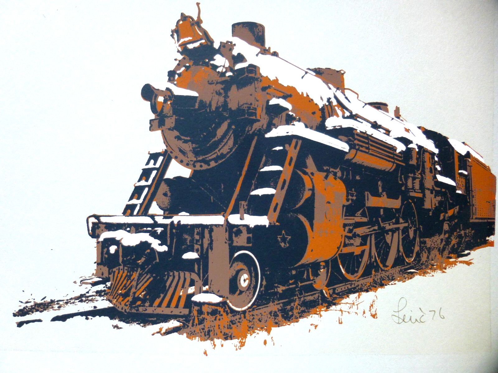   GRAND TRUNK WESTERN  5629  ALCO LOCOMOTIVE  SERIGRAPH   1974