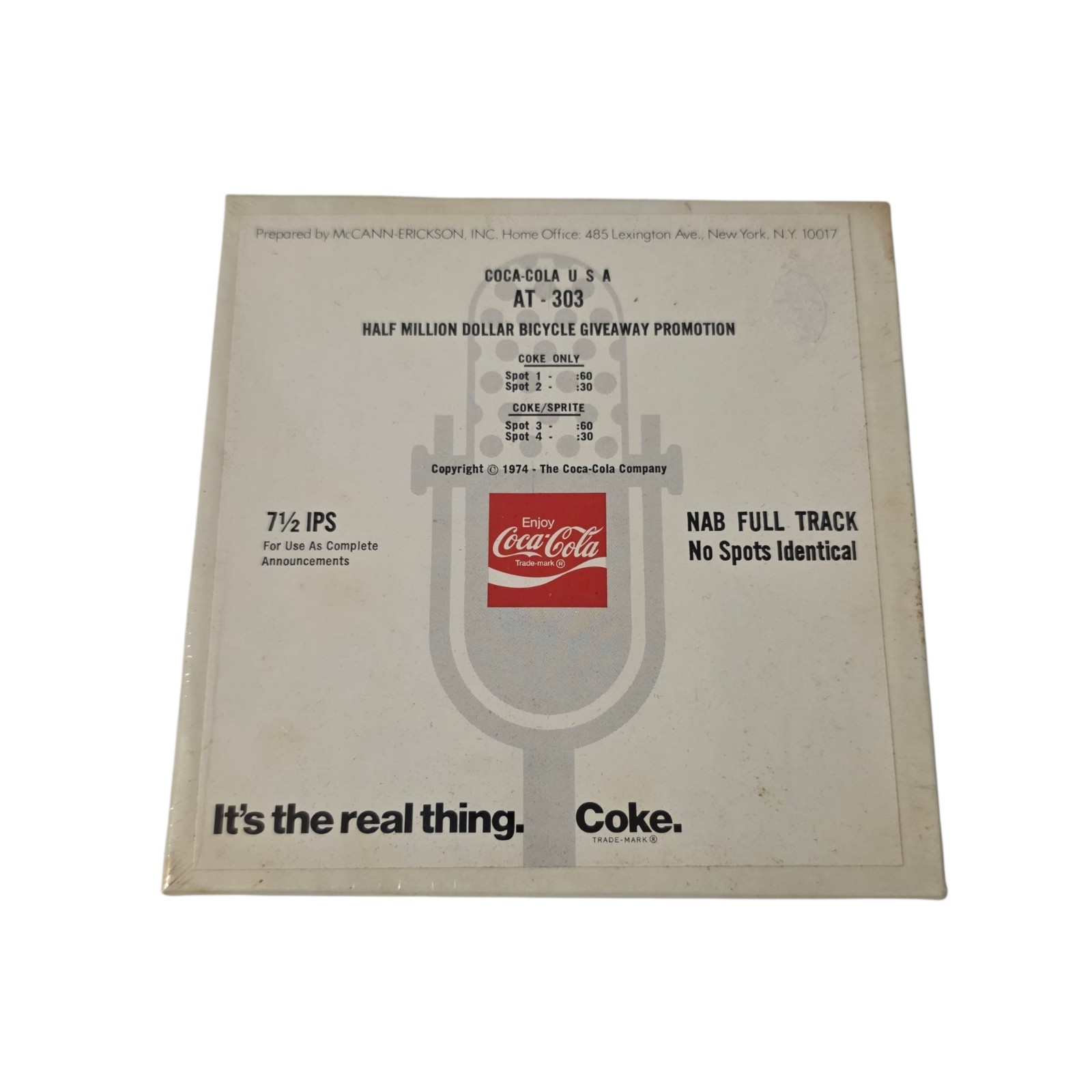 1974 Coca-Cola Bicycle Giveaway Radio Advertising NAB Reel Tape AT-303
